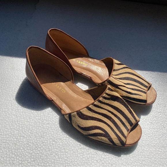 Franco Sarto Venezia Women’s Tan Brown Flat Leather Slip on Sandals Size 6.5M - Picture 11 of 14